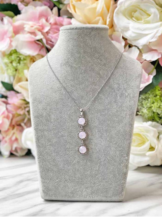 Large Daisy Crystal Necklace - Pink Opal